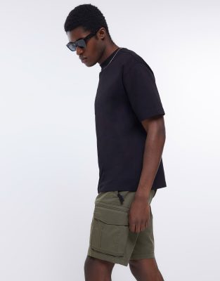 River Island Cargo Shorts In Dark Green