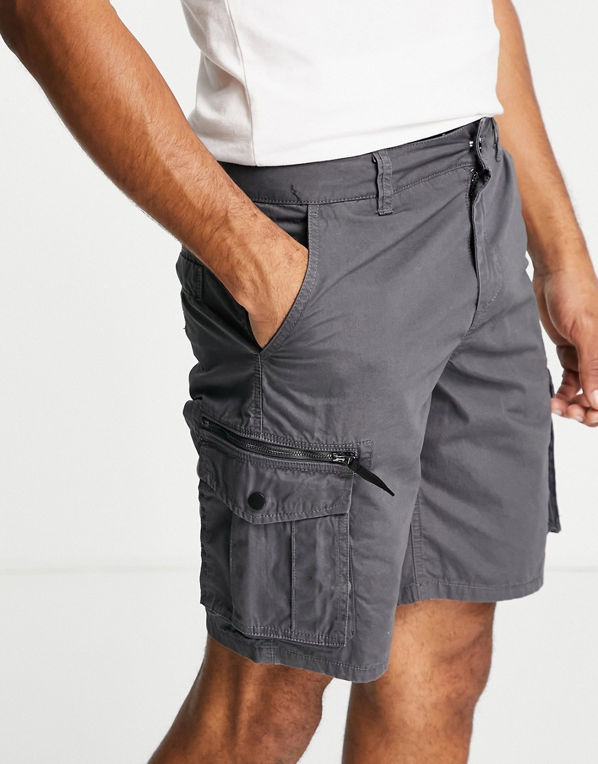 River Island cargo shorts in gray-Grey