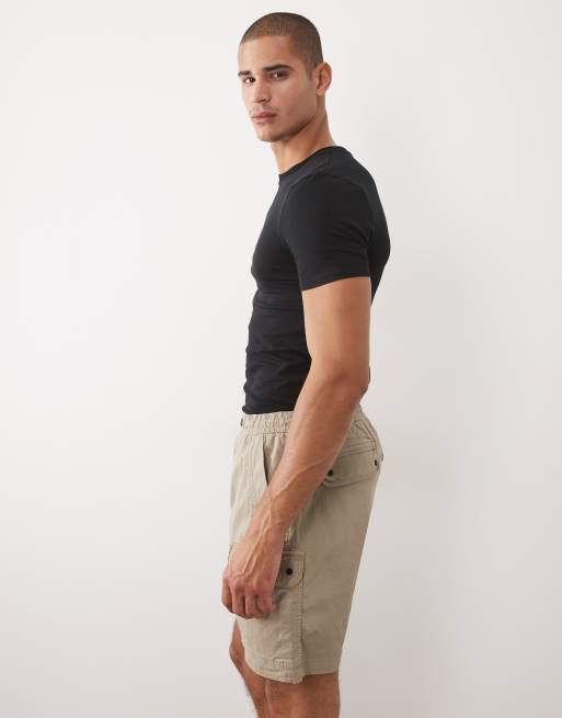 River Island cargo shorts in mid stone, 3 of 5