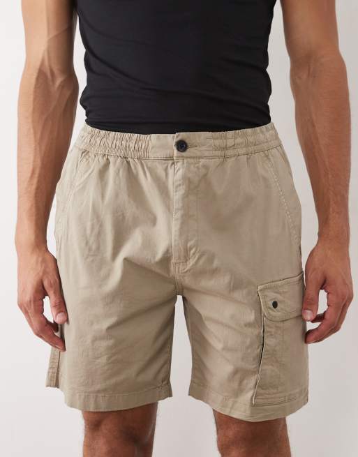 River Island cargo shorts in mid stone, 4 of 5