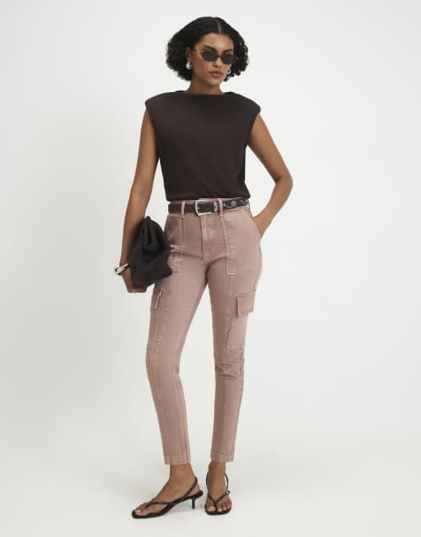 River Island Cargo skinny leg jeans in pink - view 1