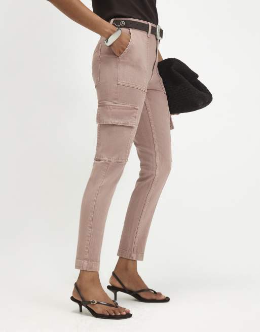 River Island Cargo skinny leg jeans in pink , 3 of 4
