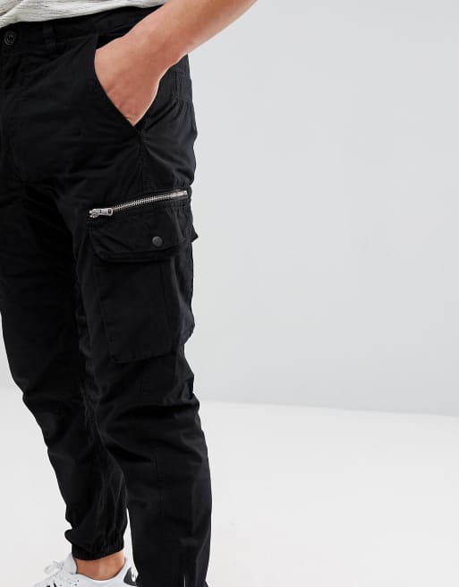 River island black hot sale cargo pants