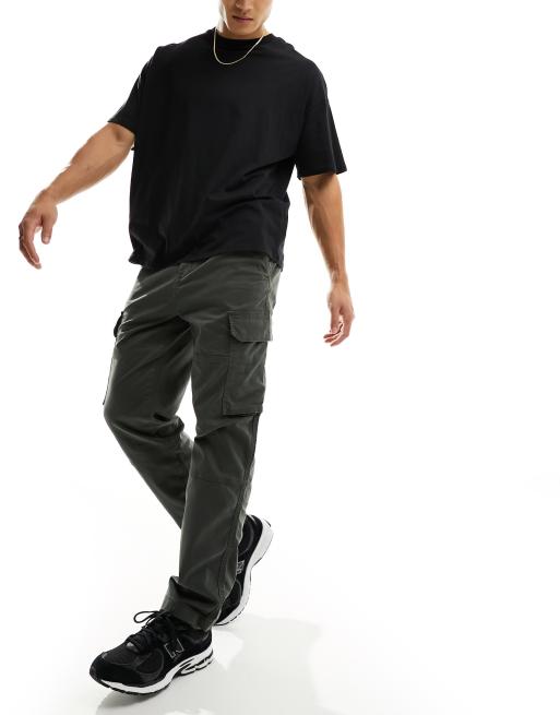 River island slim fit cargo trousers in khaki shop