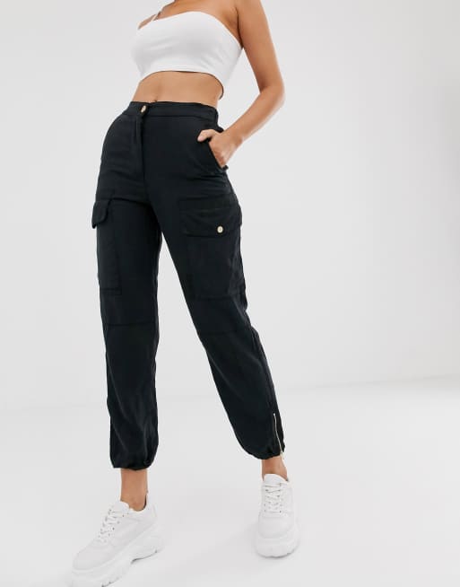 River island black cheap cargo pants