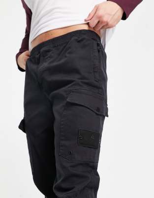 river island cargos in black