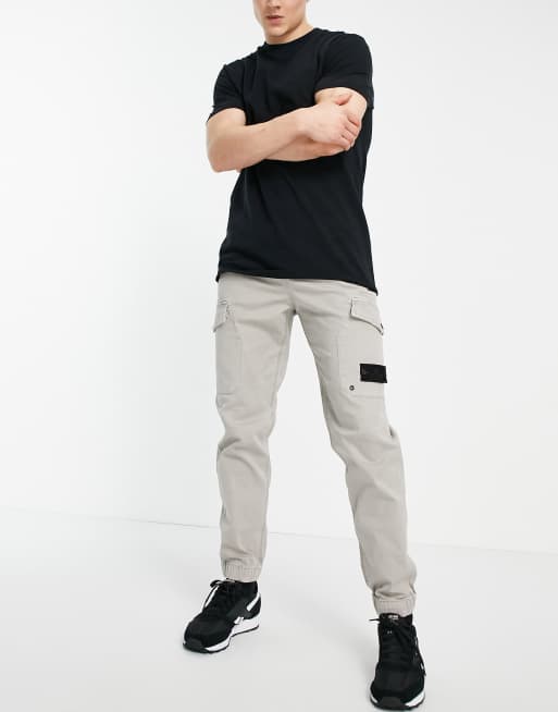 river island washed cargos in grey