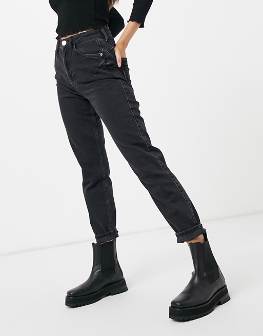 River Island Carrie comfort sculpt mom jeans in black