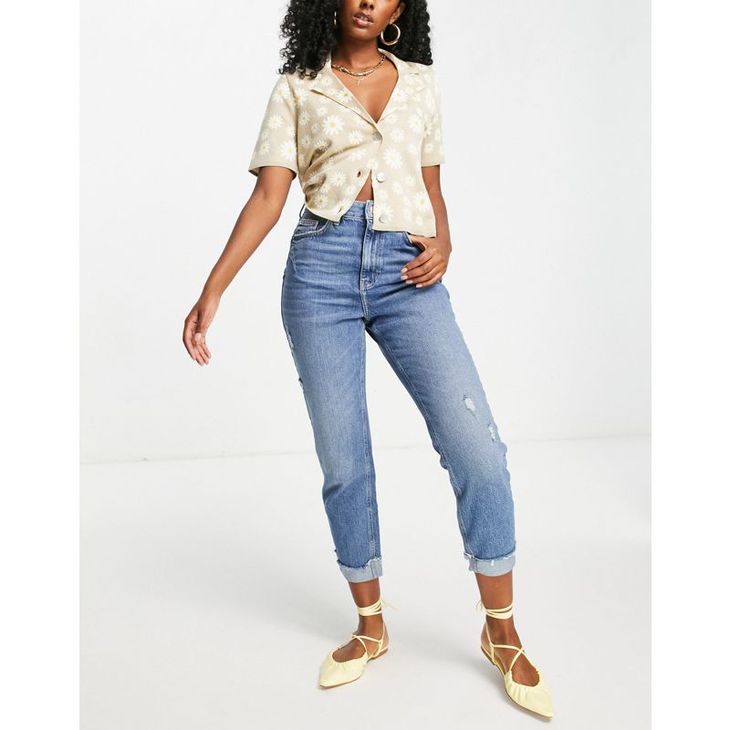 Donna Jeans River Island - Carrie - Mom jeans blu medio