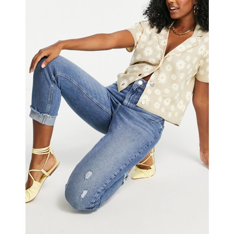 Donna Jeans River Island - Carrie - Mom jeans blu medio
