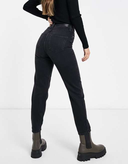 River Island Carrie mom jeans in washed black