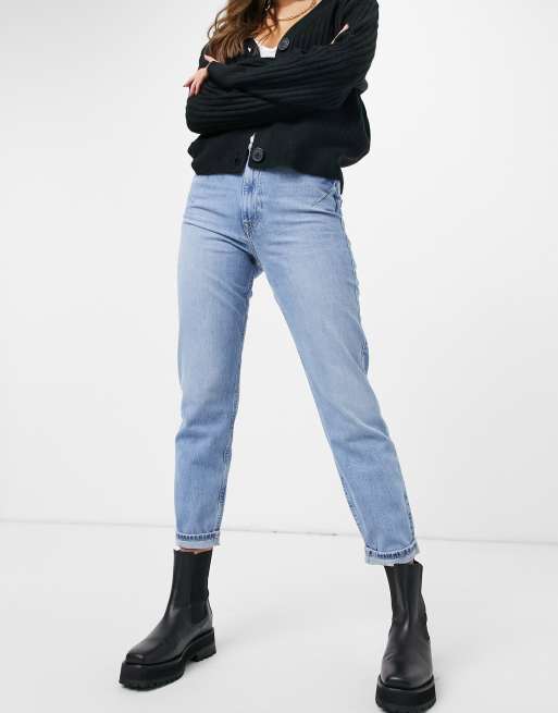 River Island - Carrie - Mom jeans invecchiati blu medio