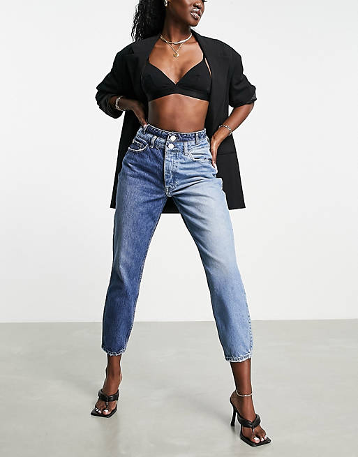 Factuur Elegantie Smelten River Island Carrie two tone high waisted mom jeans in blue | ASOS