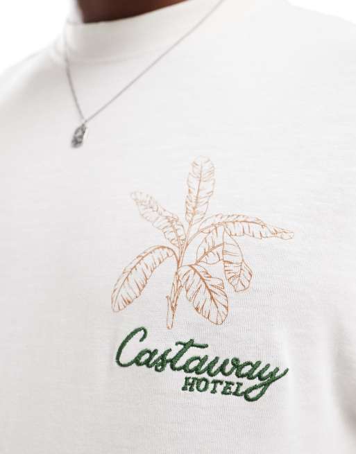 River Island – Castaway Hotel – Gräddvit t-shirt, 3 av 4