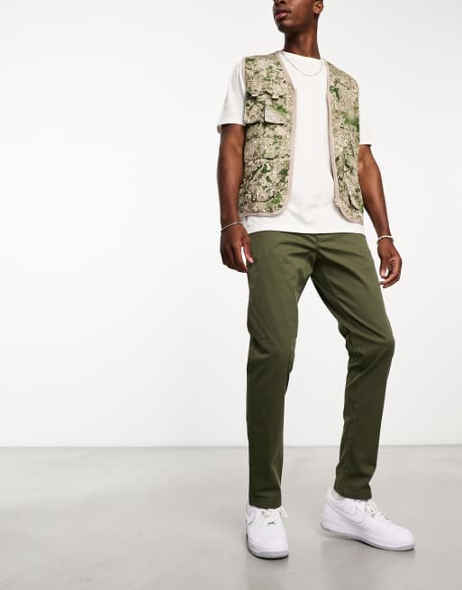 River Island casual chino trousers in khaki ASOS