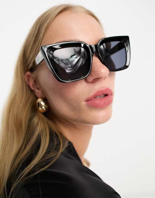 River Island monogram cat eye sunglasses in black