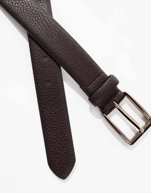 River Island - Ceinture en imitation cuir grainé - Marron foncé, 2 de 3