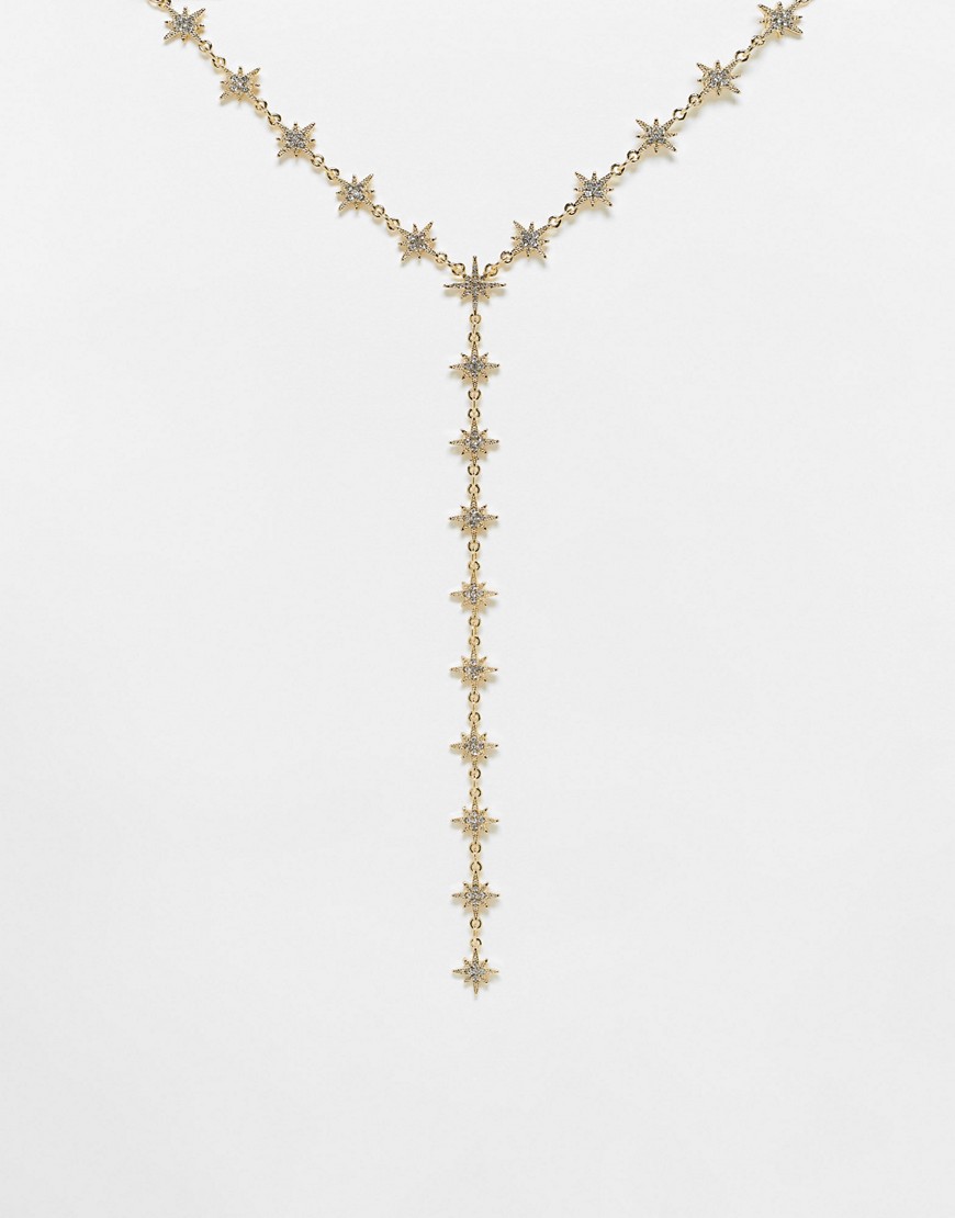 River Island celestial lariat necklace in gold tone