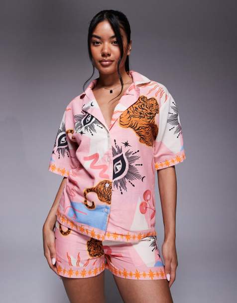 River Island celestial print pajama set in light pink - view 1
