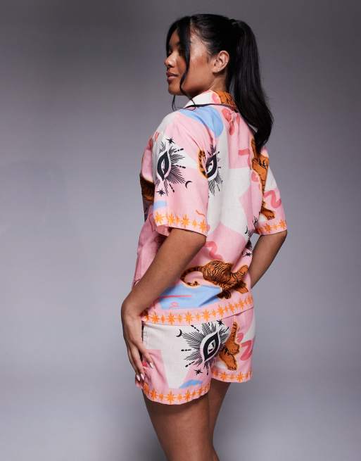 River Island celestial print pyjama set in light pink, 4 of 4
