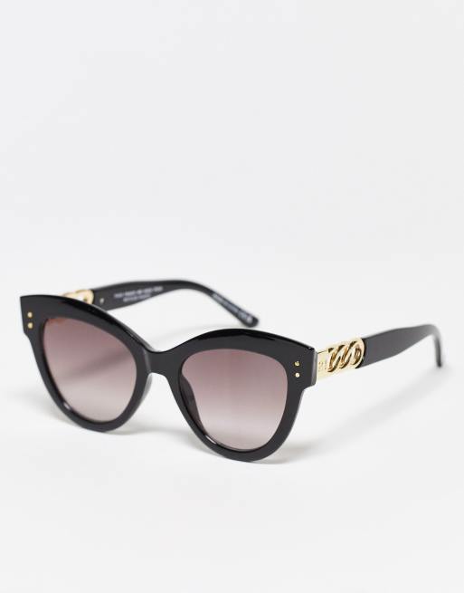 River Island Chain Cat Eye Sunglasses In Black Asos 