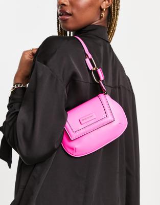 River Island chain detail shoulder bag in bright pink | ASOS