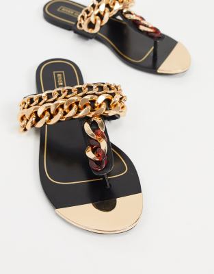 river island black and gold sandals