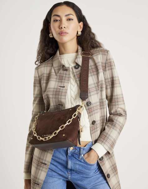 River Island Chain front cross body bag in brown - dark - view 1