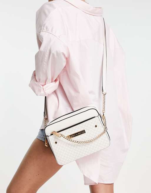 River Island Monogram Chain Shoulder Bag in White