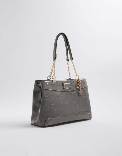 River Island Chain handle embossed tote bag in grey - light - view 1