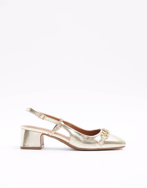 River island gold deals court shoes