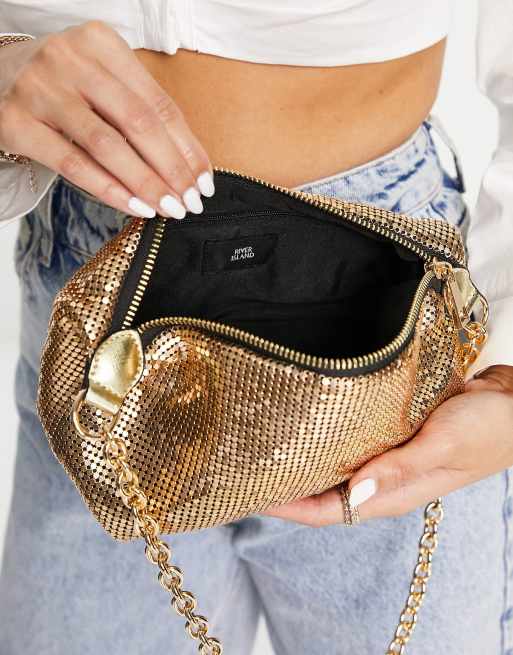 River island 2024 gold clutch