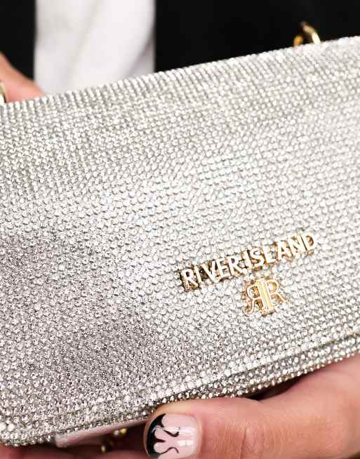 River Island charm detail cross body bag in silver