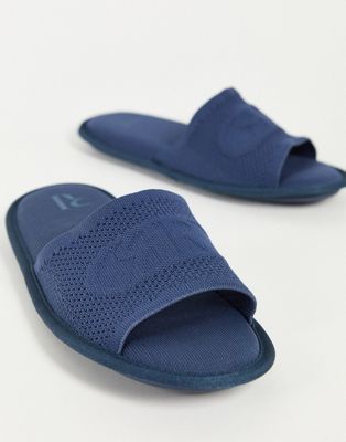 Chaussures, bottes et baskets River Island - Chaussons en maille avec logo - Bleu