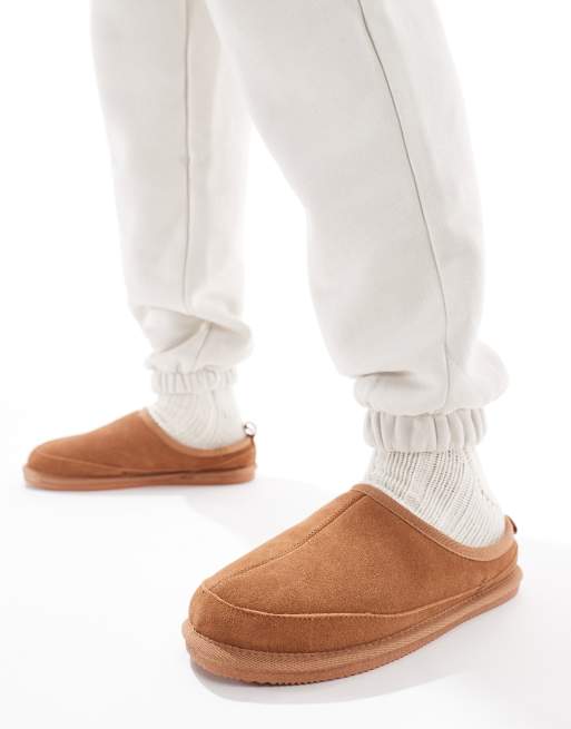 River Island - Chaussons style mules imitation daim - Châtaigne, 4 de 4