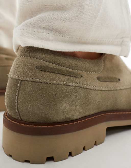 River Island - Chaussures bateau en daim - Kaki clair, 4 de 4