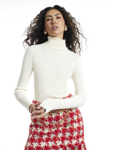 River Island Check boucle tailored skirt in red - view 1