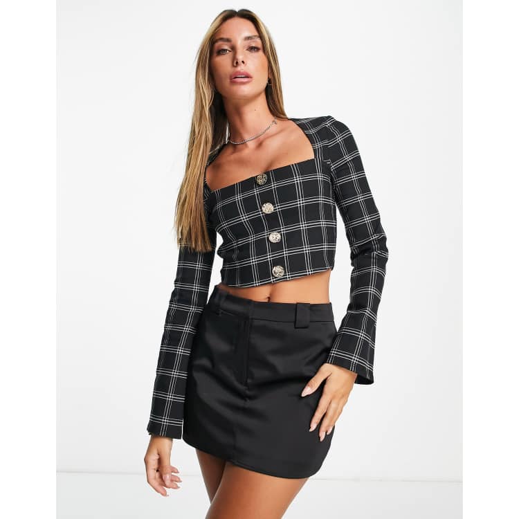 Button front crop top and skirt sales
