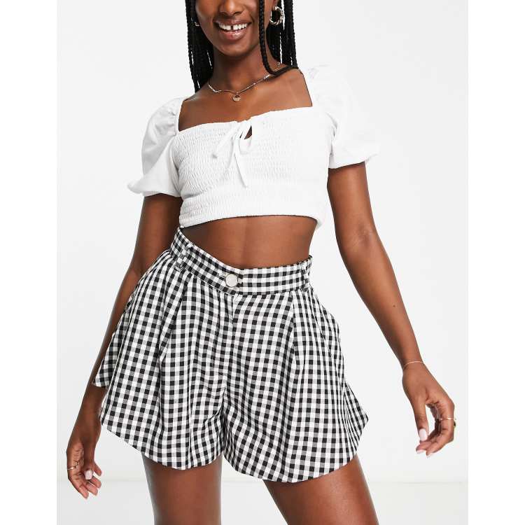 River Island check flared shorts in black part of a set