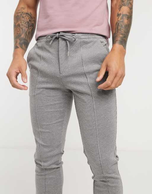 Grey best sale check joggers