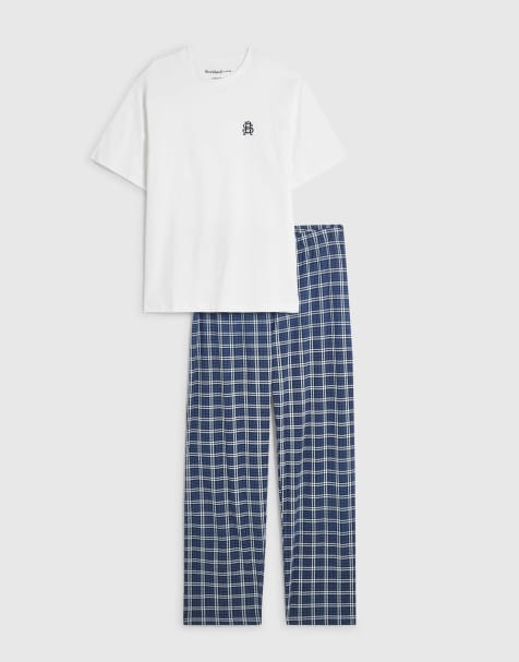 River Island Check loungewear set in navy - view 1