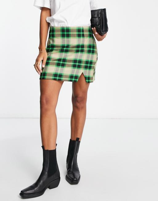 Green check skirt sale