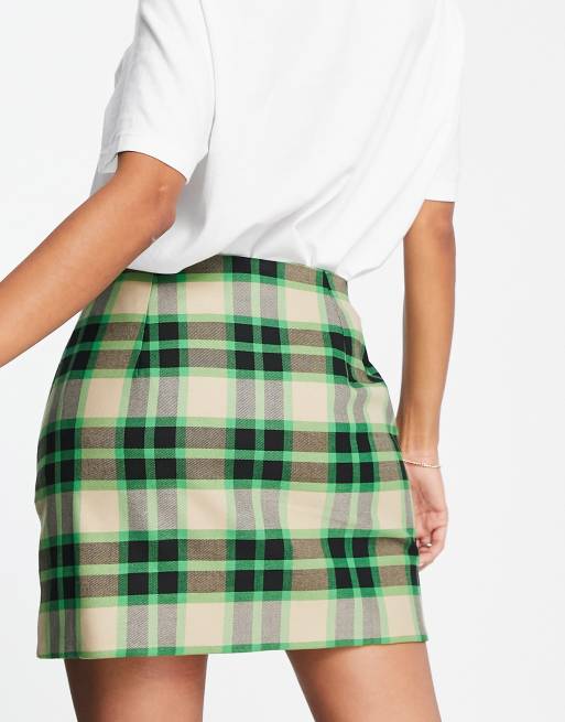 Green pleated outlet skirt river island