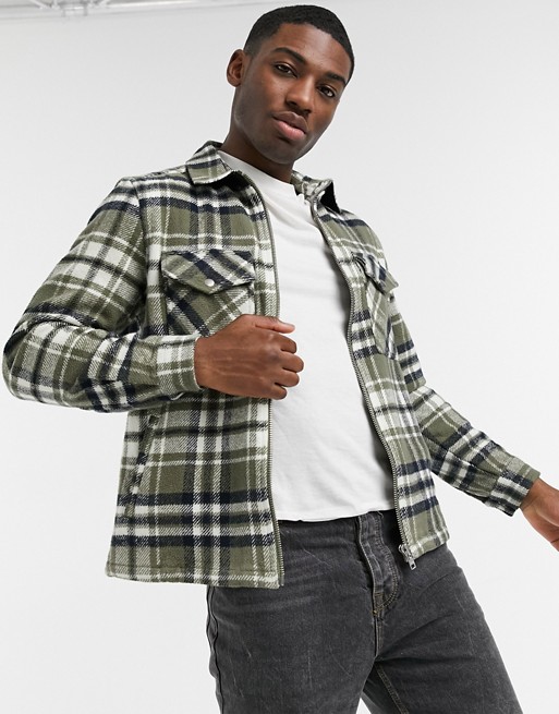 River Island check overshirt in green