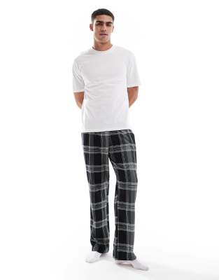 River Island River Island check pyjama set in black
