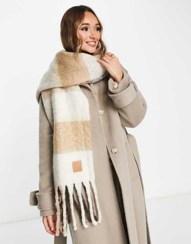 River Island check scarf in cream