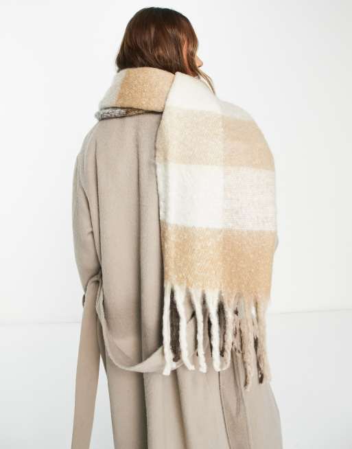 Beige check clearance scarf