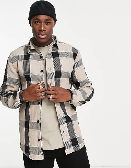  River Island check shirt in brown 