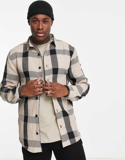 River Island check shirt in brown | ASOS