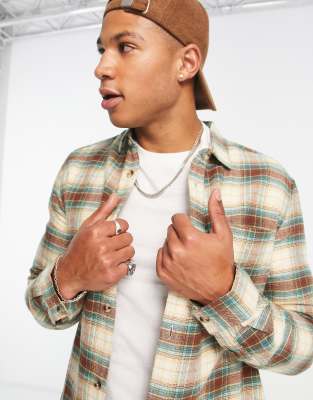 River Island check shirt in brown - ASOS Price Checker